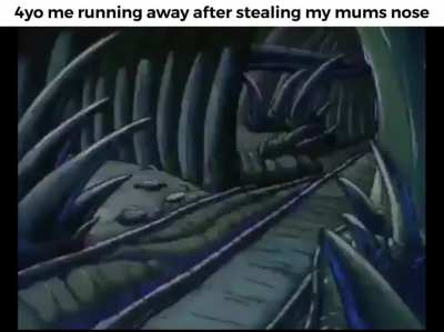 Skeletor running away and laughing