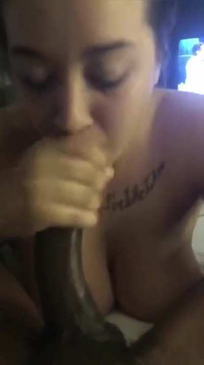 Big tits amateur sucking cum of dick