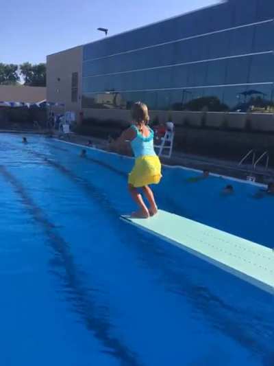 It was my daughter's first time trying to dive off the diving board ...