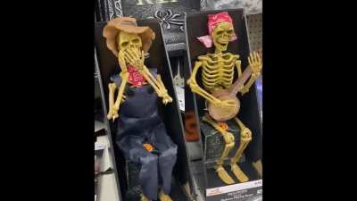 Amby and Stu jammin at the Halloween store