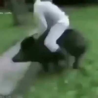 Man going attacking the cannon