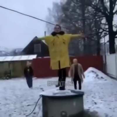 Standing on a well cover