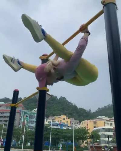 Don't know how she's smiling and so happy. Seems like that would hurt.