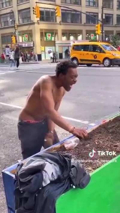 Shirtless and screaming in NY