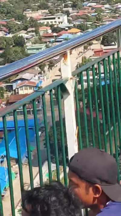 Civilians Sheltering in the Taung Kwe Pagoda Observing Operation 1111 (Joint People's Defense Force and Karenni Offensive against the Myanmar Junta) Taking Place in Loikaw (November 27, 2023)