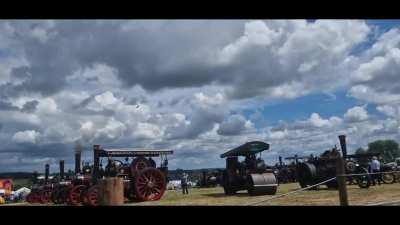 Does a Sunday afternoon get any better than a fly past by a Spitfire & Hurricane with a whistle solute at a steam fair?