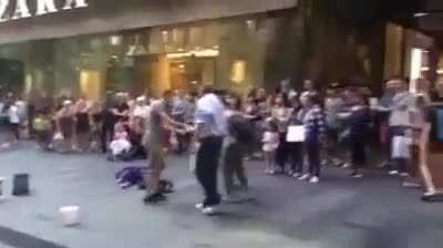 Attention seeker interrupts street drummer
