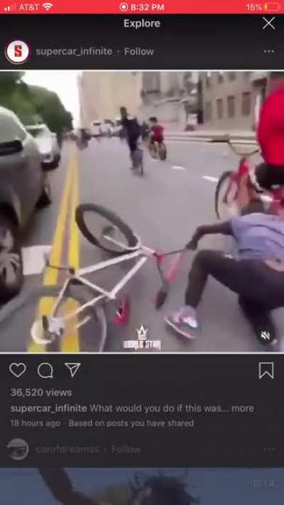 ...Showing off doing wheelies in traffic