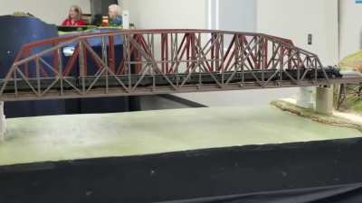 N Scale Steam Crossing the CBQ Bridge at Plattsmouth, Nebraska