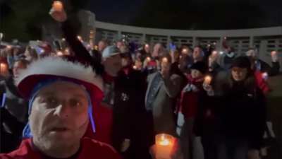 A group of QAnon and Trump supporters singing a Michael Jackson song in unison while waiting for JFK Jr. in Dallas…