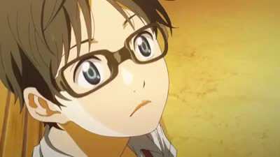 When you're depressed, it always helps to lean your head on your arm. Arms like to feel useful~ Charlie Brown [Your Lie In April]