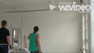 Polish man intimidates wall into falling down