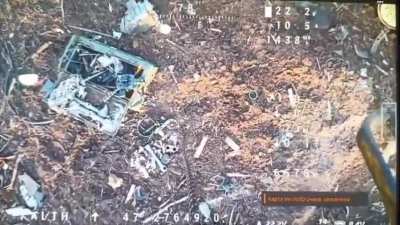 Downed Baba-Yaga drone being rescued by another drone.