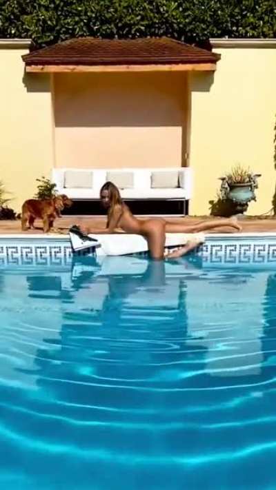 bare by the pool