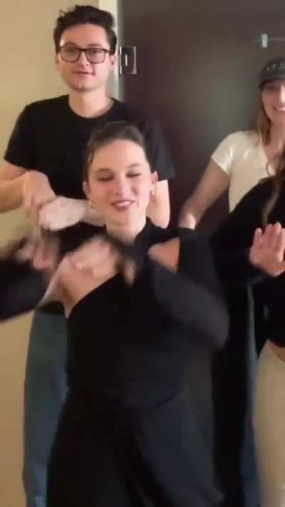 Doing the Apple Tiktok dance at the San Diego Comic-con, July 2024