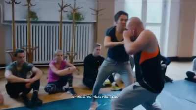 Olga Boladz Kicks a Man in the Balls in Women of Mafia (2018)