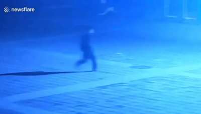 kid blows up manhole cover, manhole cover gets revenge.