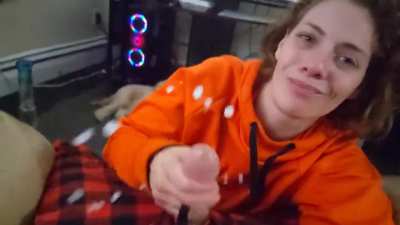 Girlfriend makes boyfriend spew hard
