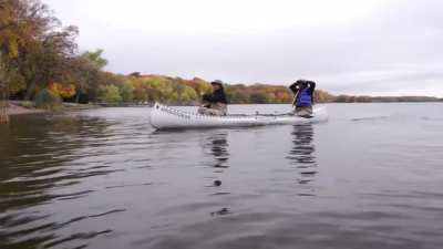 Falling out of a canoe