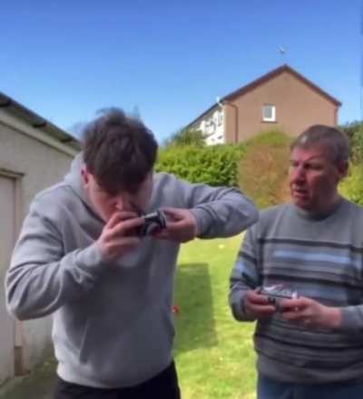 Chugging a beer…