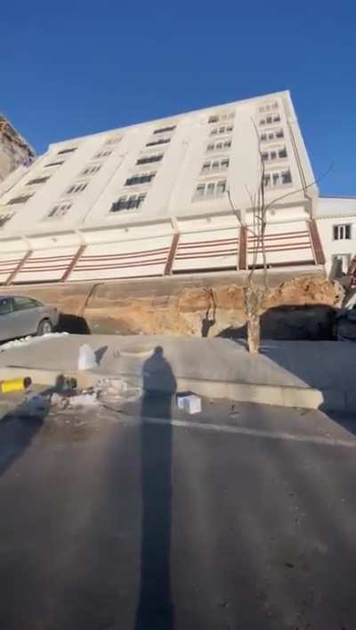 Weirdly collapsed building after the earthquake in Turkiye