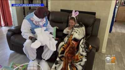9-year-old girl wounded in victorville mall shooting visited by easter bunny/Deadpool [OC]