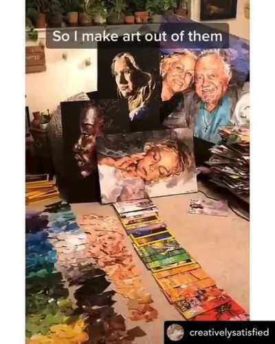 Daughter makes art from magazines that her grandpa gave to her throughout her childhood!