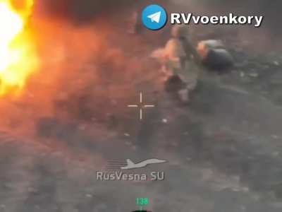 Ukrainian IFV hit by FPV drone and infantry targeted by drone drops, Glushkovsky district, Kursk region 