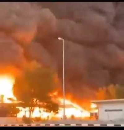 A massive fire erupted at Dubai International Airport after fuel tanks for U.S. aircraft inside the facility were reportedly targeted.