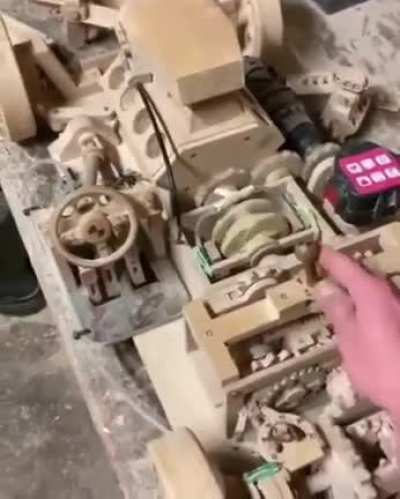 Working car model made of wood