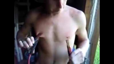 Jumper cables on nipples!