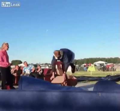 Hitting the table you're standing on with a chair
