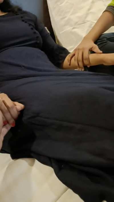 Caressing her hands to make her comfortable in front of fiance as it was her first time 🥰 BULL & CAM PERFORMER