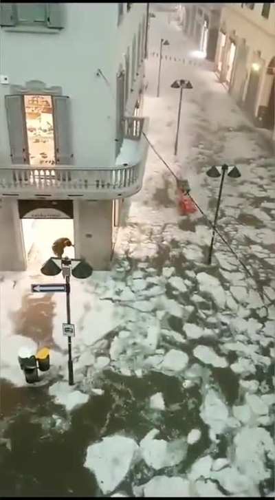 Massive hailstorm in Italy turns streets into icy rivers