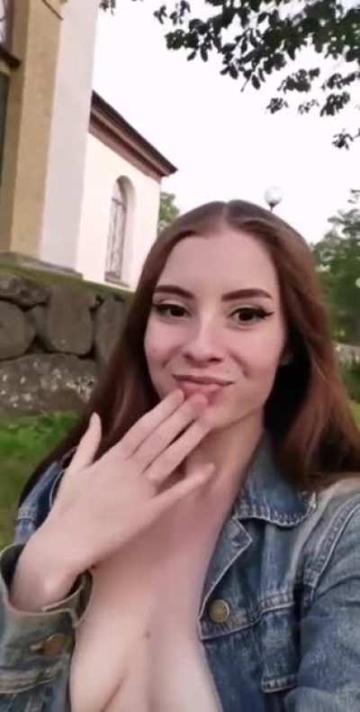 I'm probably going to hell for flashing my tits infront of church. Oh well! 😇 [gif]