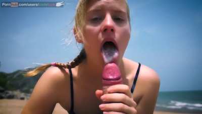 Cute Blonde On The Beach