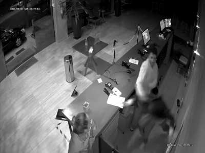 Guy refuses to have his temperature checked, tries to beat the Hotel employee, gets his ass kicked.