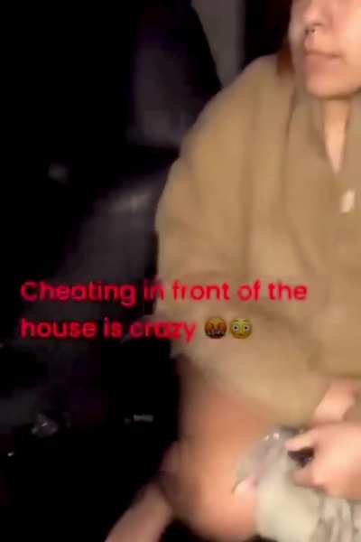 Husband catches wife cheating in front of the house while wearing his jacket