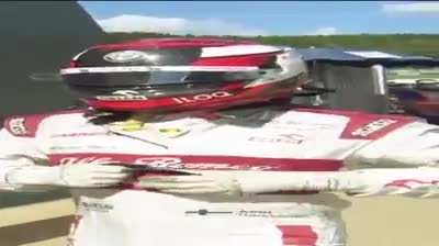 Kimi on his way to overtake ferrari