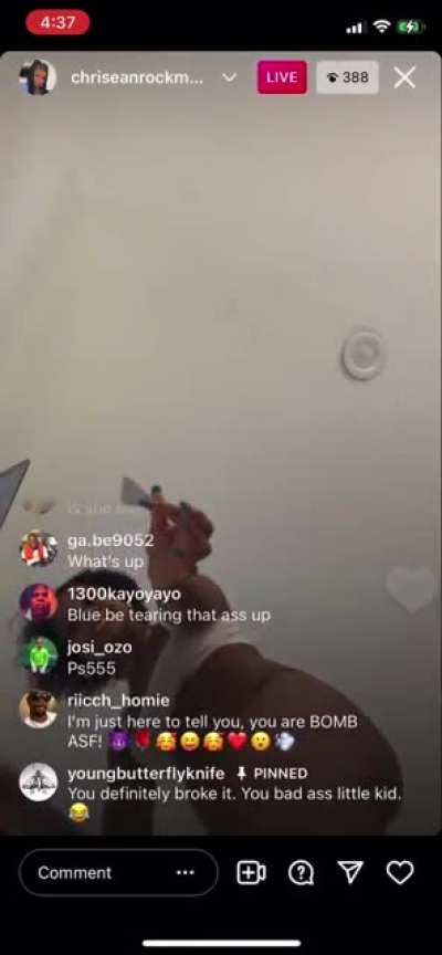 From yesterday’s 15 minute live. Wasn’t much worth saving. Just a bunch of drunk nonsense, but f*ck it, here it is. A Nip slip and some cheeks (the usual)