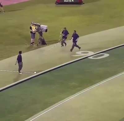 Record javelin throw comes close to the camera man