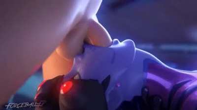 Widowmaker deepthroating huge cock.