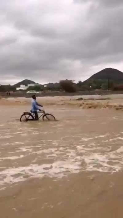 Guy takes on the flood