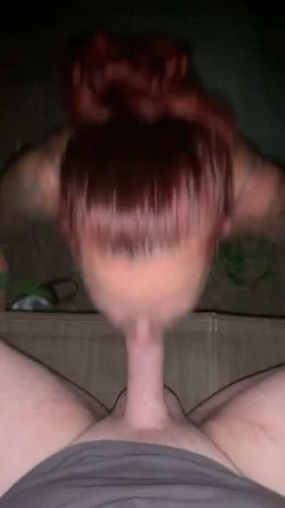 Deepthroating hubby on the backyard swing. [F][M]