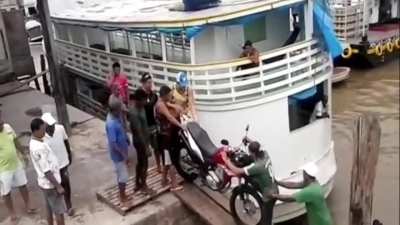 Not using a proper way to get the bike on the ship