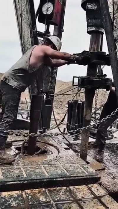 Oil Rig Workers throwing the Chain. The amount of Skill and Strength these Roughnecks have is just Incredible