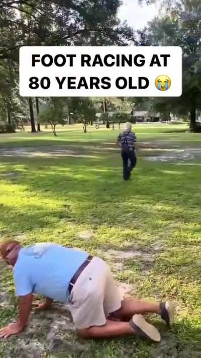 Grandpa racing.