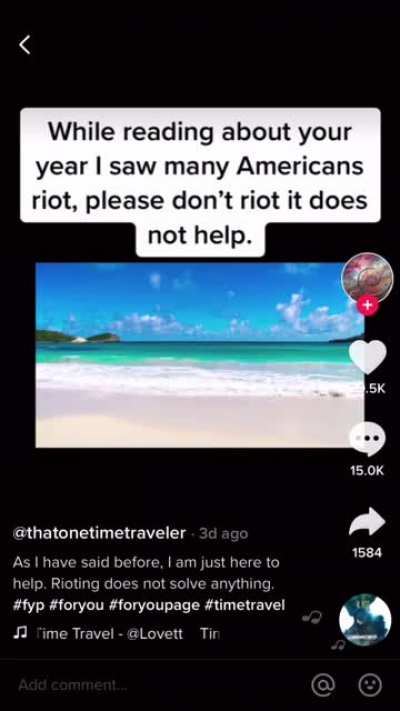 “Guy from the future” with close to a million followers. (He turned off downloads so I screen recorded)