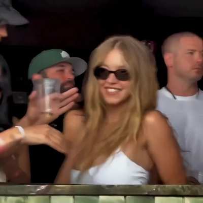 Sydney dancing at the beach club | Twitter | May 2025