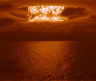 Largest nuclear test by USA.  15 MT Castle Bravo,1954
